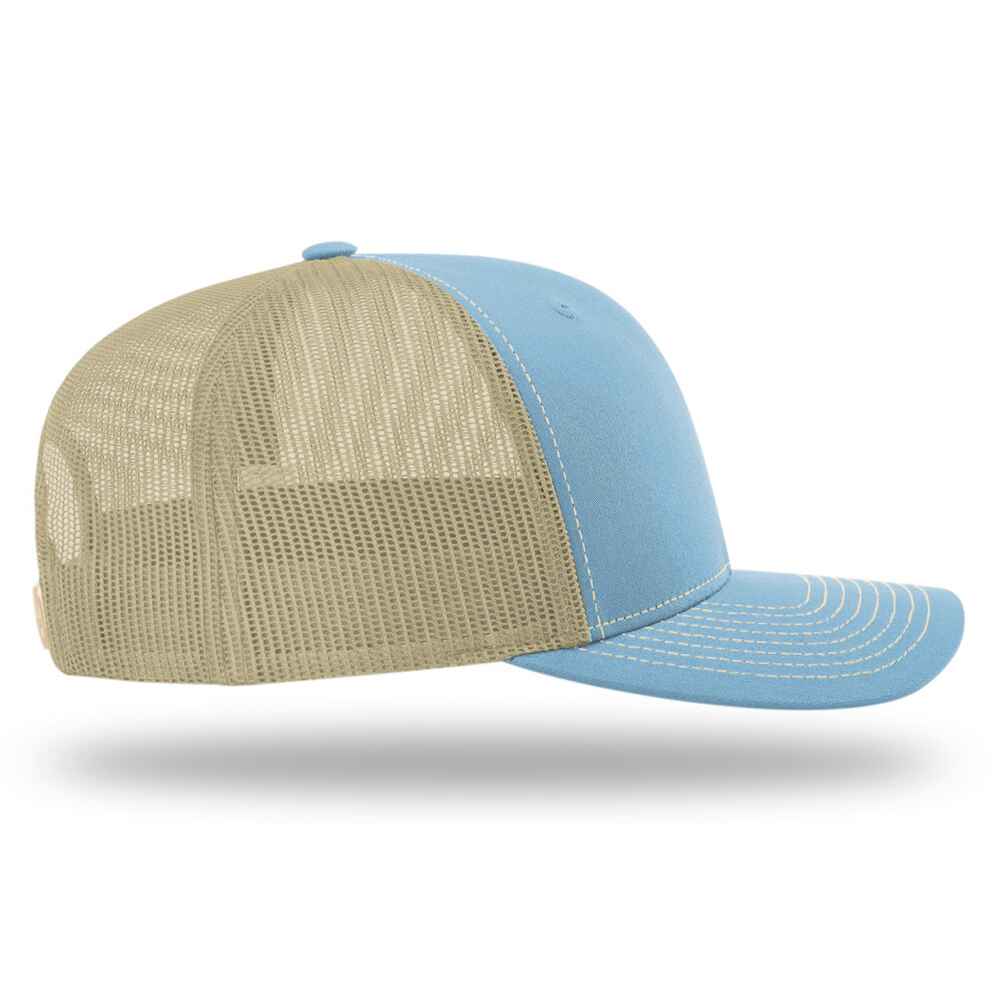 Custom-Columbia-Blue-Khaki-color-112-style-blank-trucker-hat-right-view