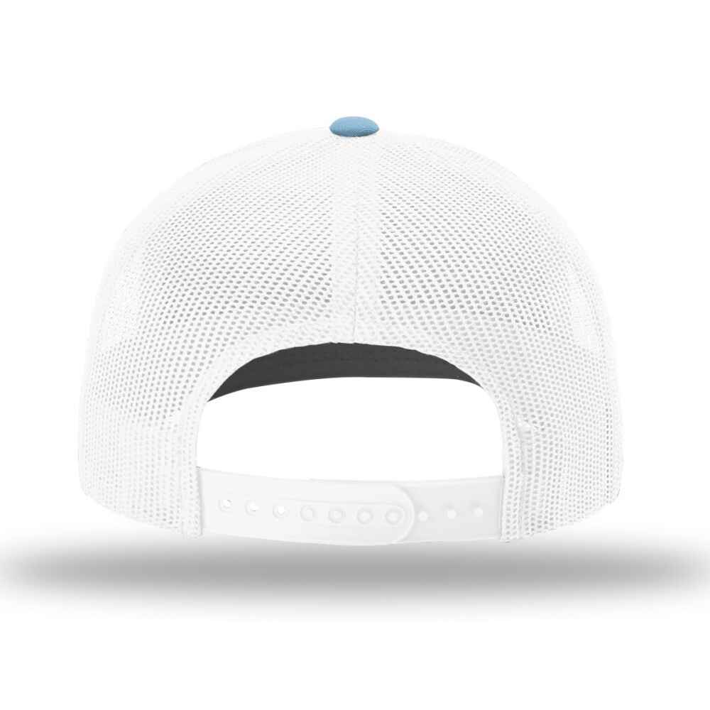 Custom-Columbia-Blue-White-color-112-style-blank-trucker-hat-Back-view