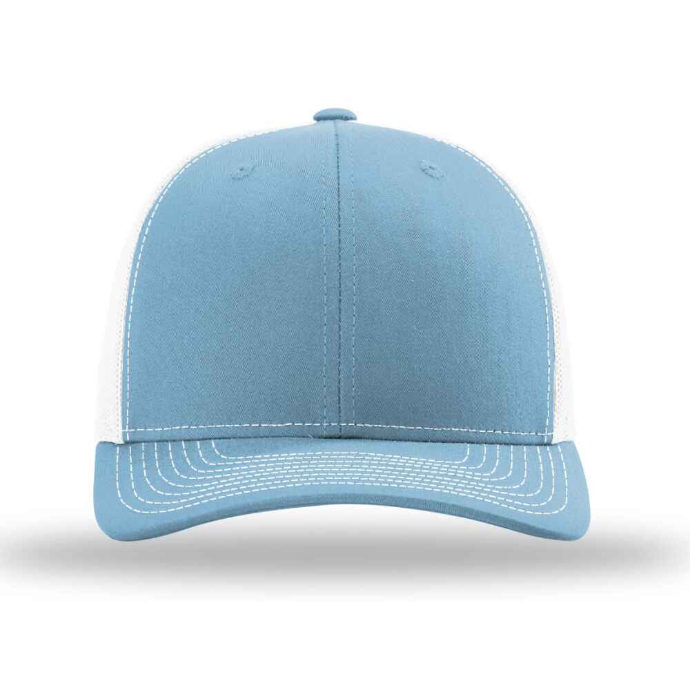 Custom-Columbia-Blue-White-color-112-style-blank-trucker-hat-Front-view