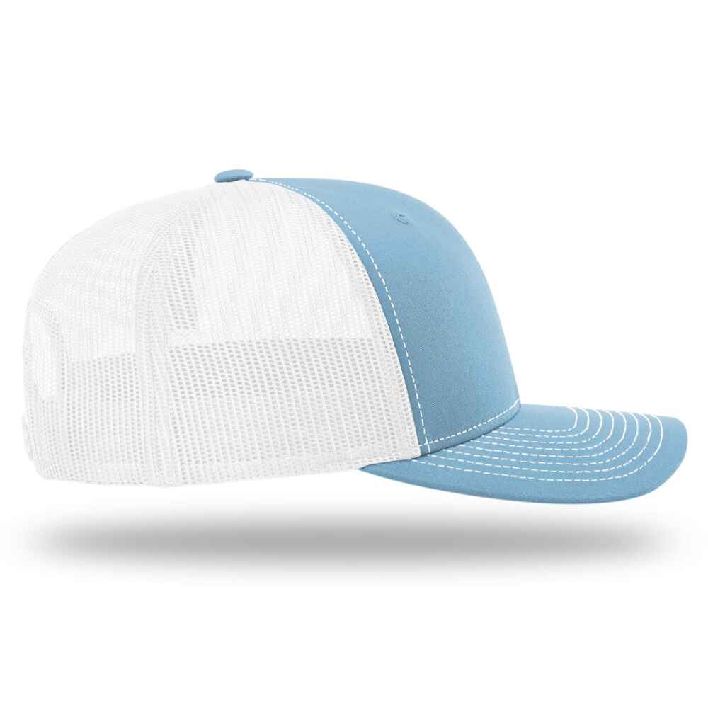 Custom-Columbia-Blue-White-color-112-style-blank-trucker-hat-right-view