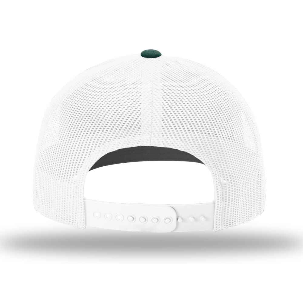 Custom-Dark-Green-White-color-112-style-blank-trucker-hat-back-view