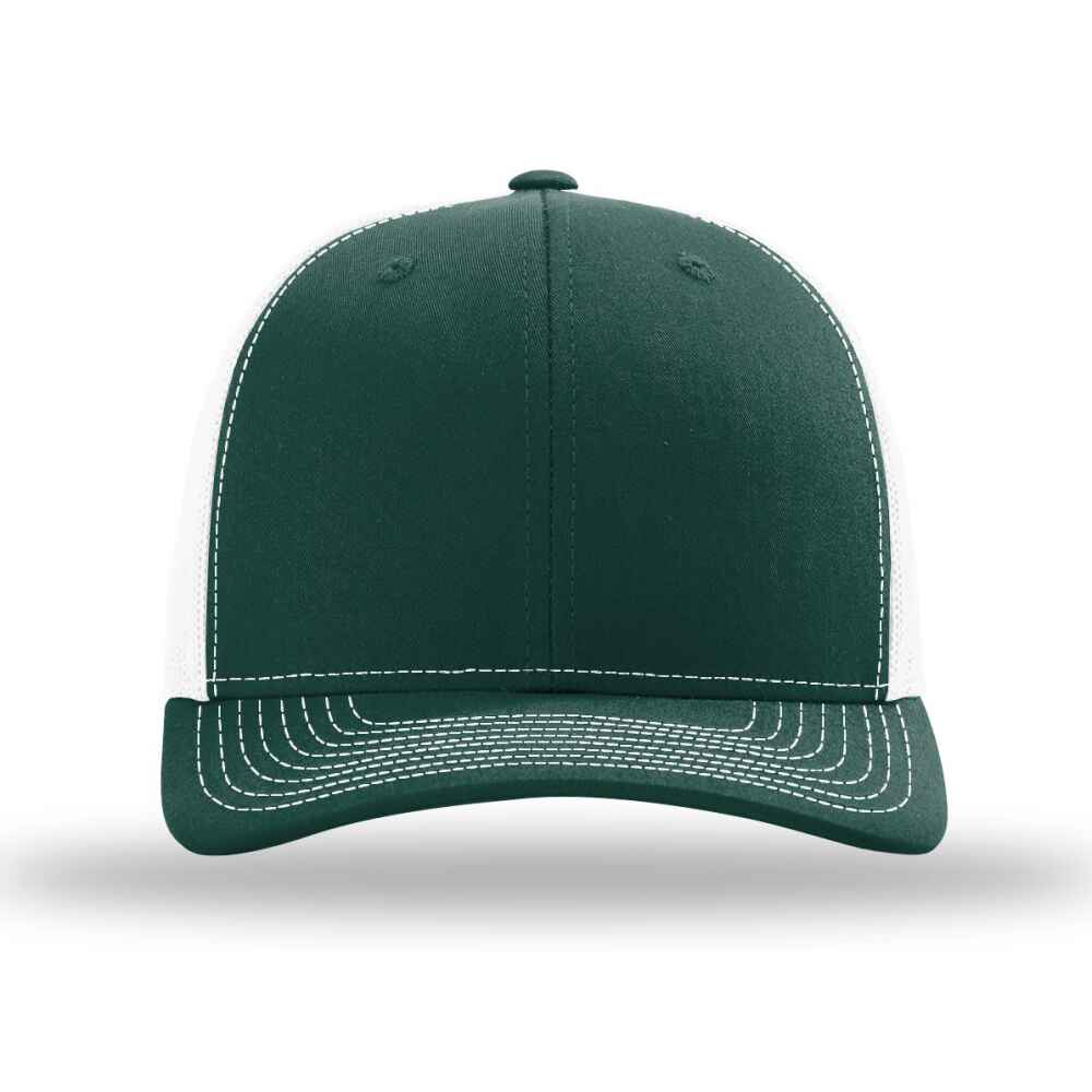 Custom-Dark-Green-White-color-112-style-blank-trucker-hat-front-view