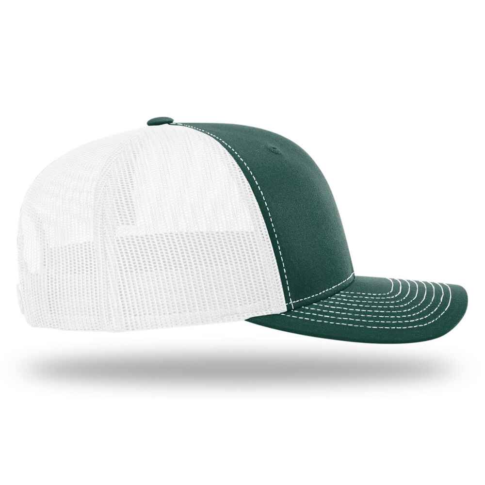 Custom-Dark-Green-White-color-112-style-blank-trucker-hat-right-view