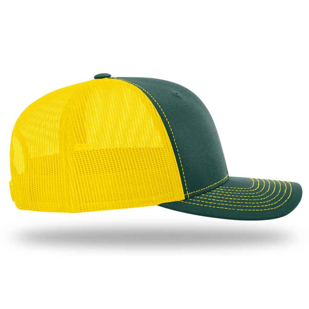 Custom-Dark-Green-Yellow-color-112-style-blank-trucker-hat-Right-view