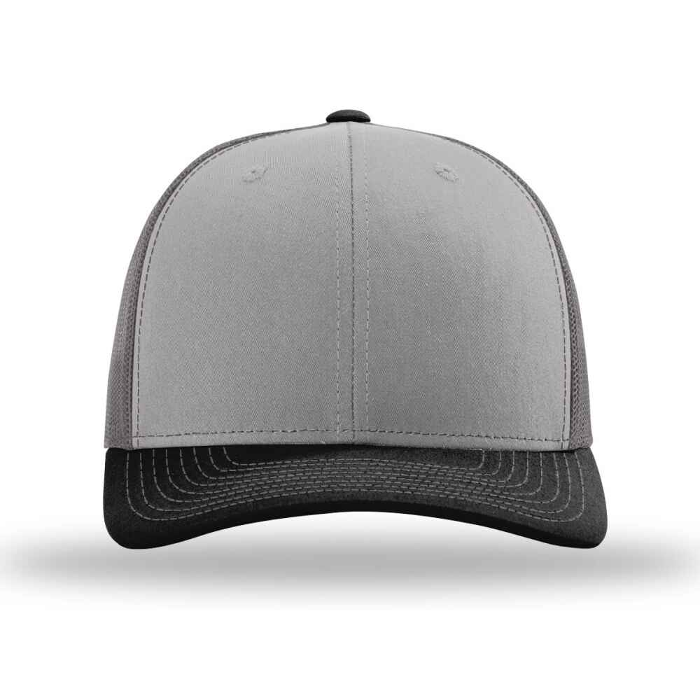 Custom-Grey-Charcoal-Black-color-112-style-blank-trucker-hat-front-view