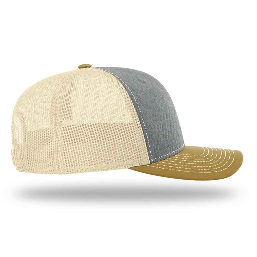 Custom-Heather-Grey-Birch-Amber-gold-color-112-style-blank-trucker-hat-Right-view