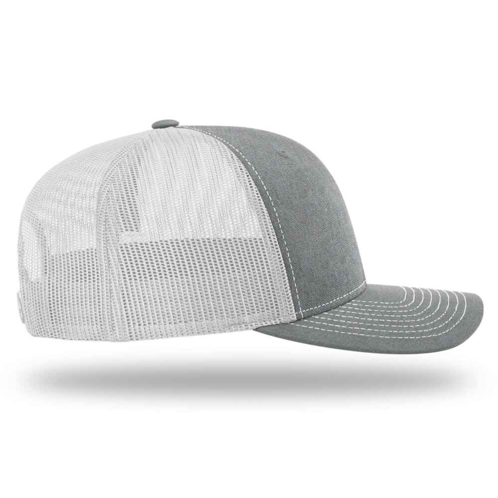 Custom-Heather-Grey-Light-Grey-color-112-style-blank-trucker-hat-Right-view