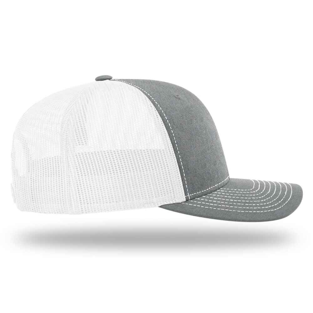 Custom-Heather-Grey-White-color-112-style-blank-trucker-hat-right-view