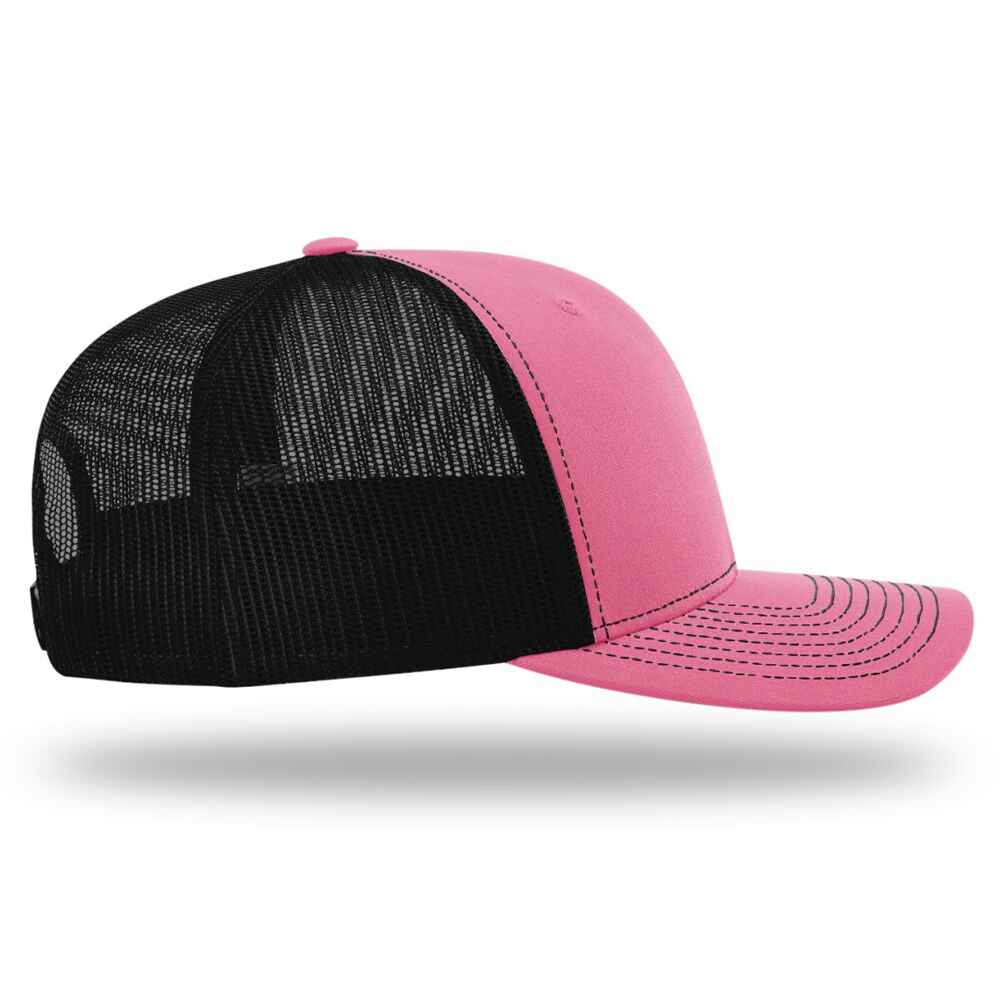 Custom-Hot-Pink-Black-color-112-style-blank-trucker-hat-right-view