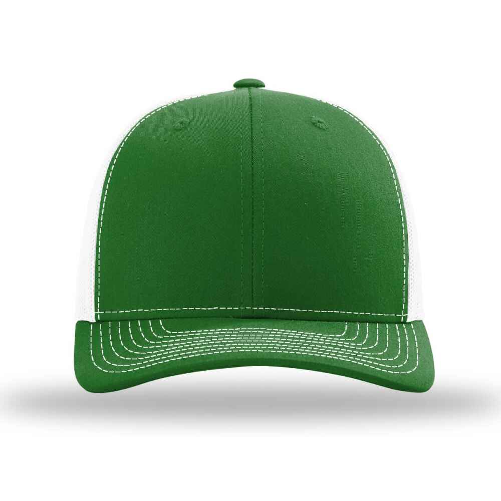 Custom-Kelly-White-color-112-style-blank-trucker-hat-front-view