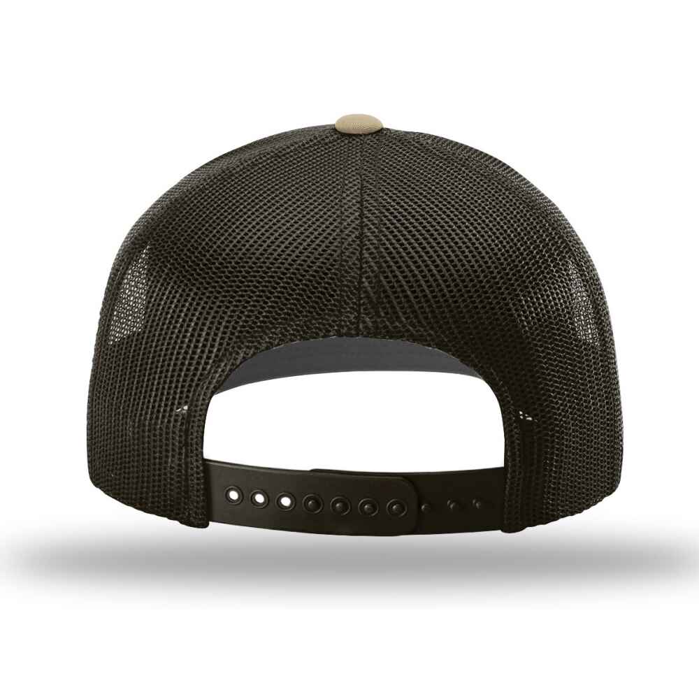 Custom-Khaki-Coffee-color-112-style-blank-trucker-hat-back-view