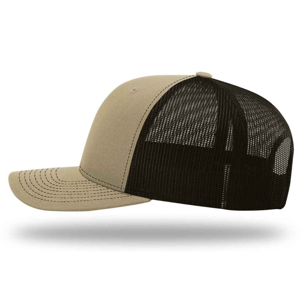 Custom-Khaki-Coffee-color-112-style-blank-trucker-hat-left-view