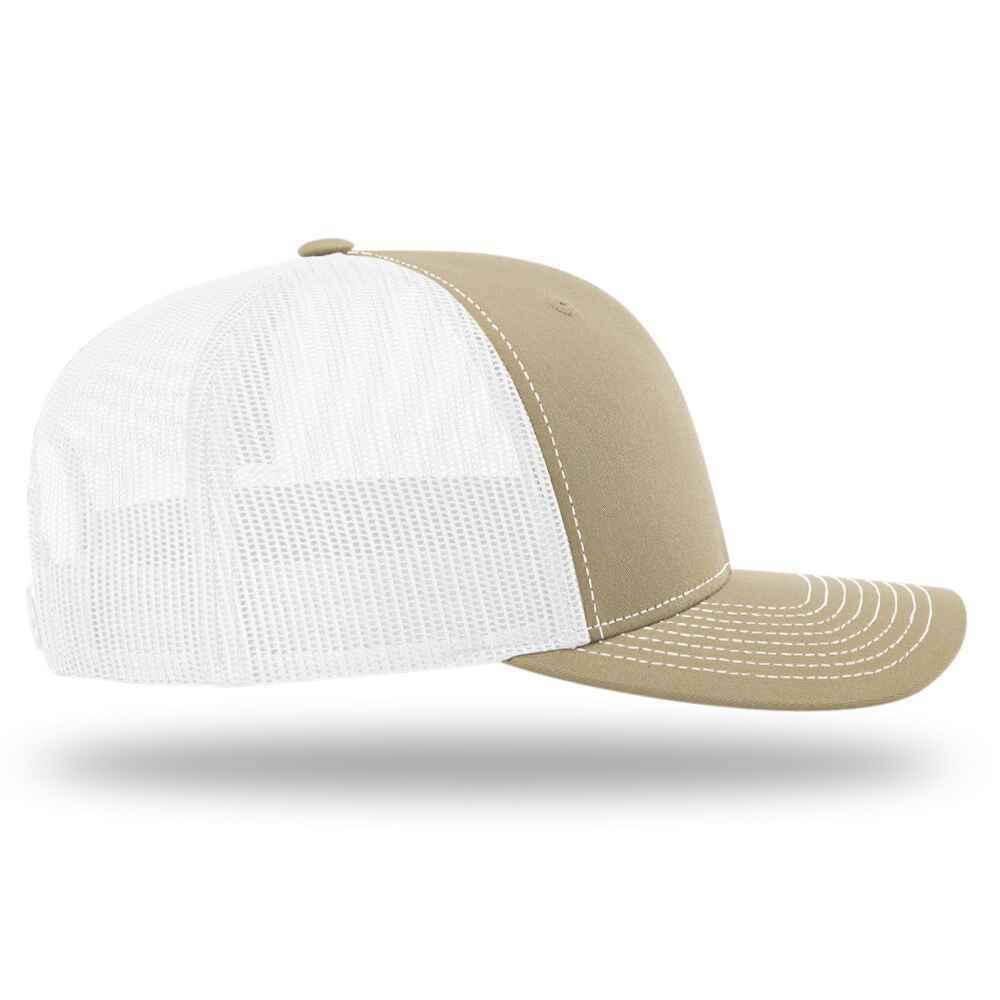 Custom-Khaki-White-color-112-style-blank-trucker-hat-right-view