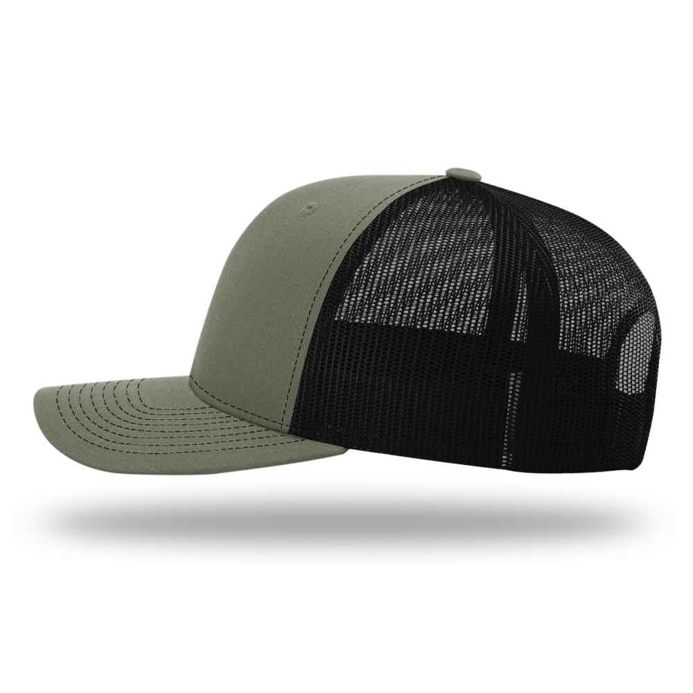 Custom-Loden-Black-color-112-style-blank-trucker-hat-left-view