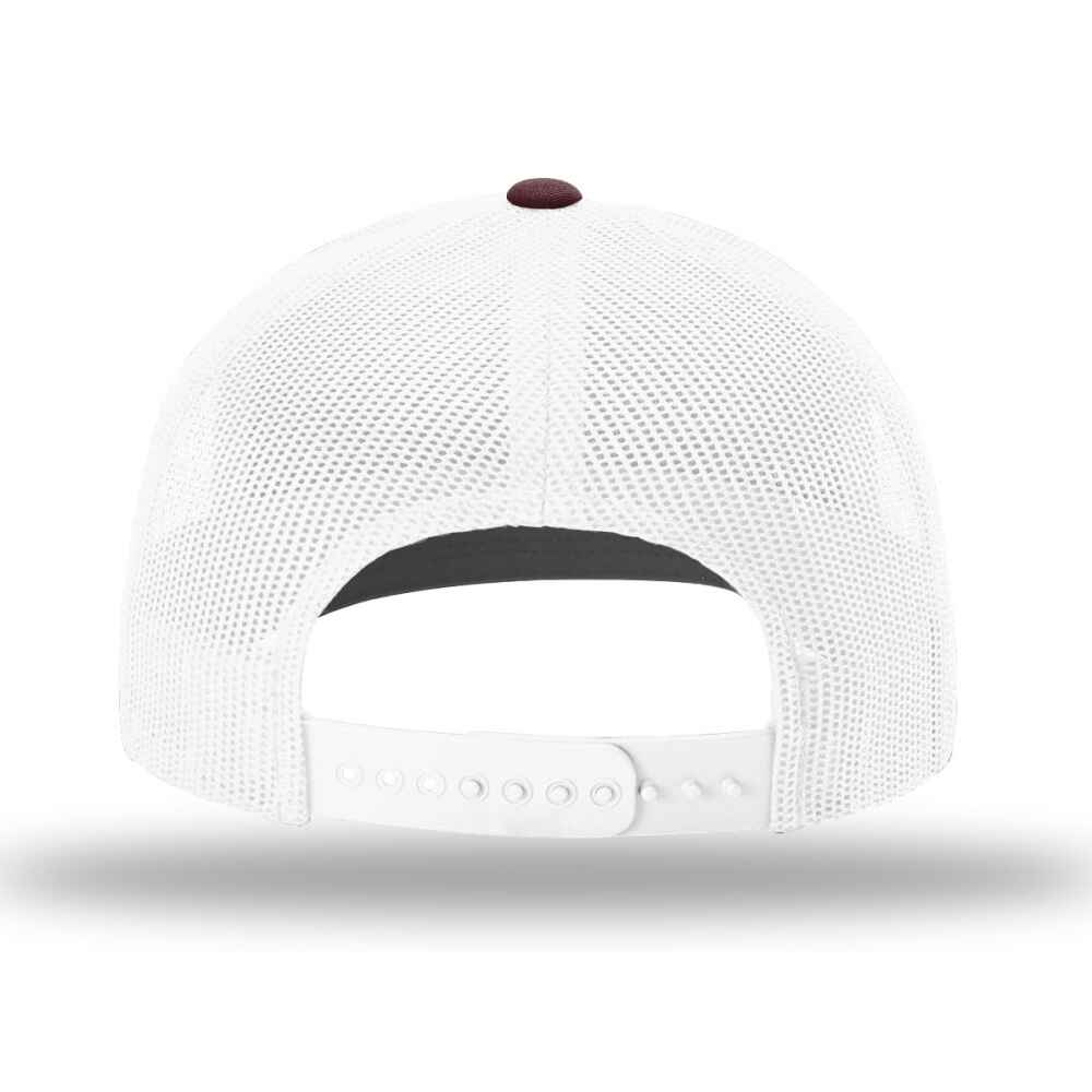 Custom-Maroon-White-color-112-style-blank-trucker-hat-back-view