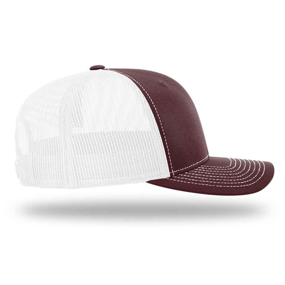 Custom-Maroon-White-color-112-style-blank-trucker-hat-right-view