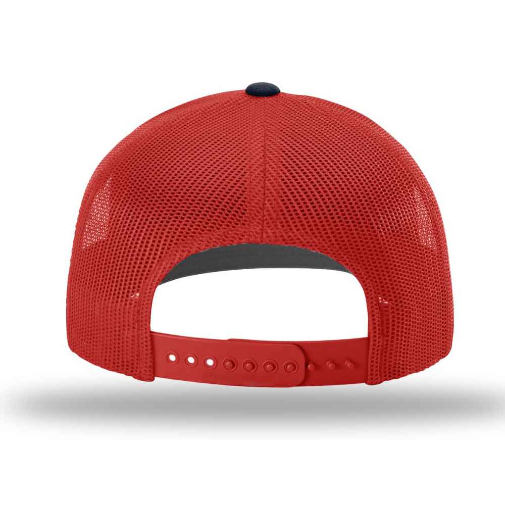 Custom-Navy-Red-color-112-style-blank-trucker-hat-back-view