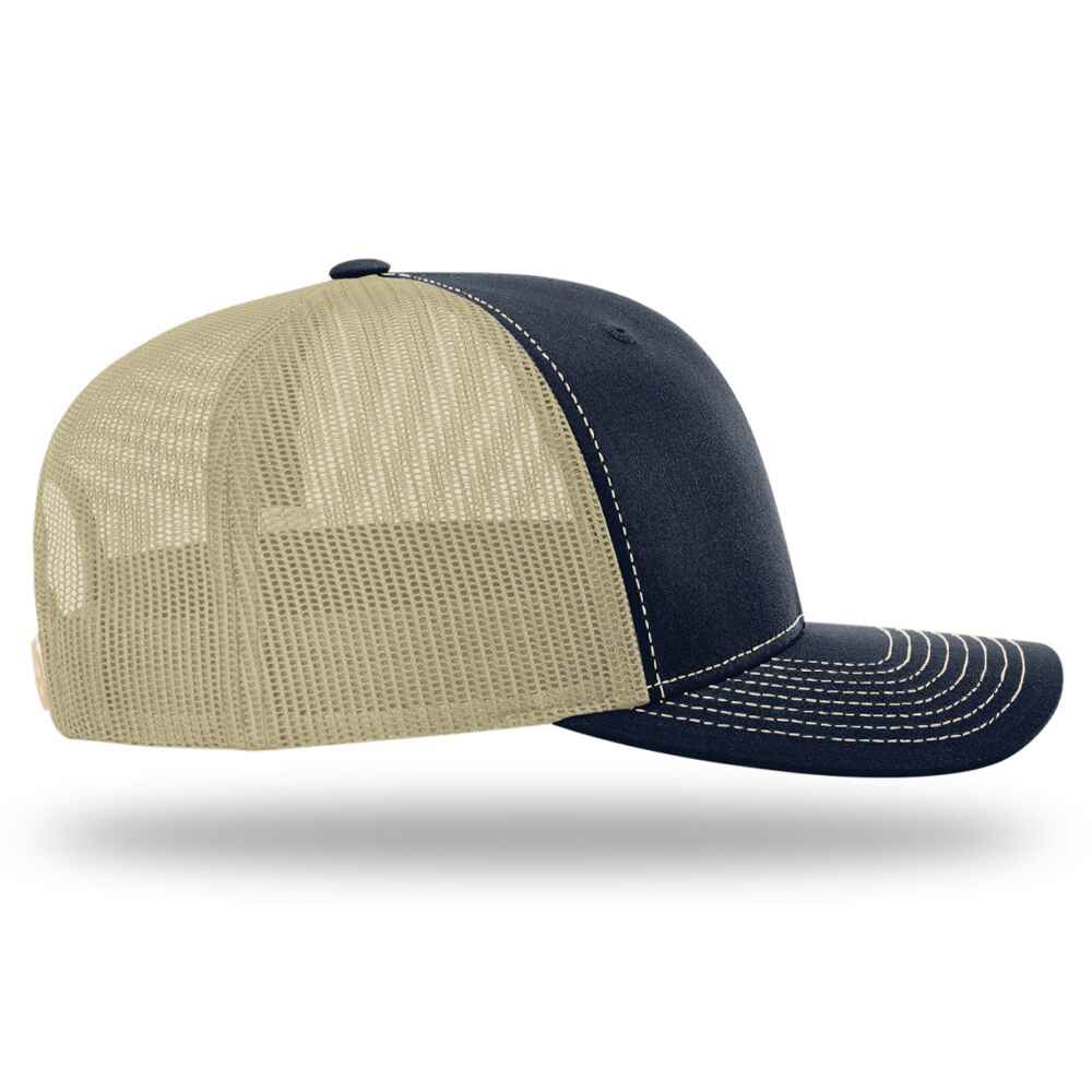 Custom-Navy-khaki-color-112-style-blank-trucker-hat-right-view