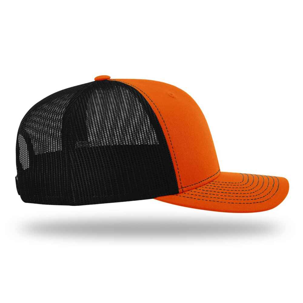 Custom-Orange-Black-color-112-style-blank-trucker-hat-right-view