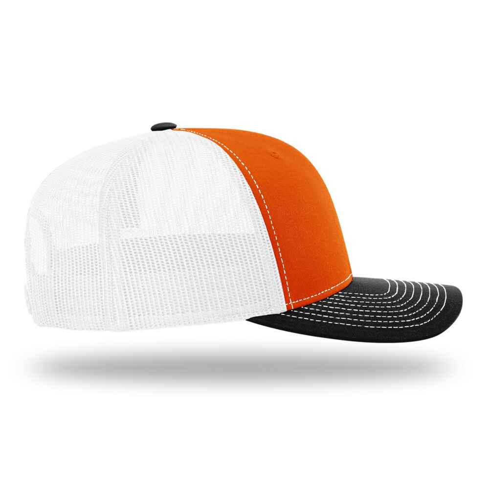 Custom-Orange-White-Black-color-112-style-blank-trucker-hat-right-view