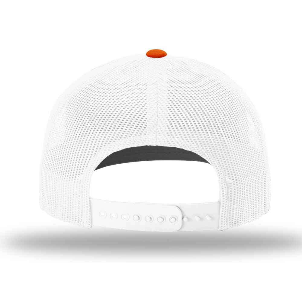 Custom-Orange-White-color-112-style-blank-trucker-hat-back-view