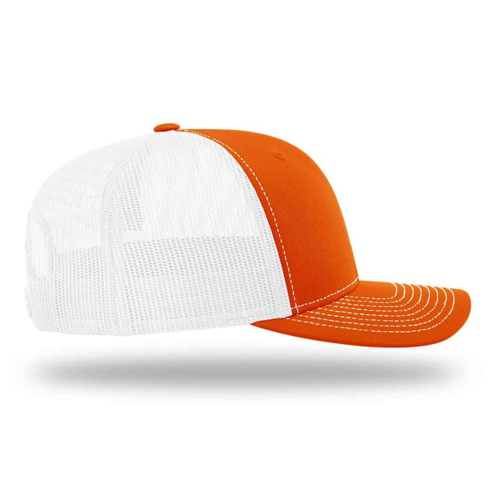 Custom-Orange-White-color-112-style-blank-trucker-hat-right-view