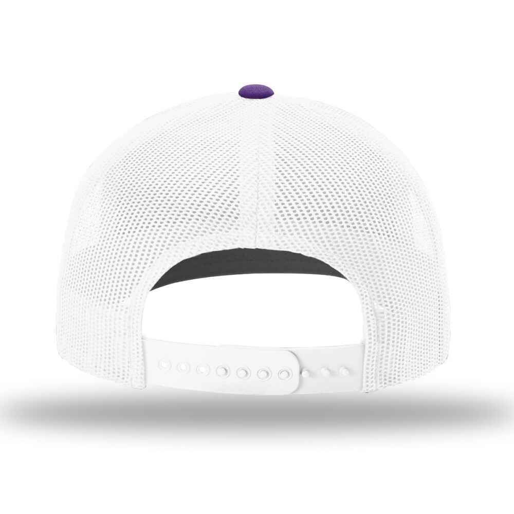 Custom-Purple-White-color-112-style-blank-trucker-hat-back-view