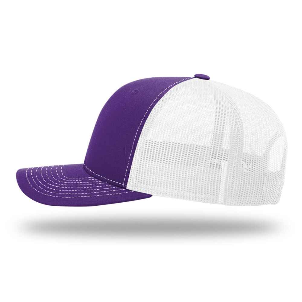 Custom-Purple-White-color-112-style-blank-trucker-hat-left-view