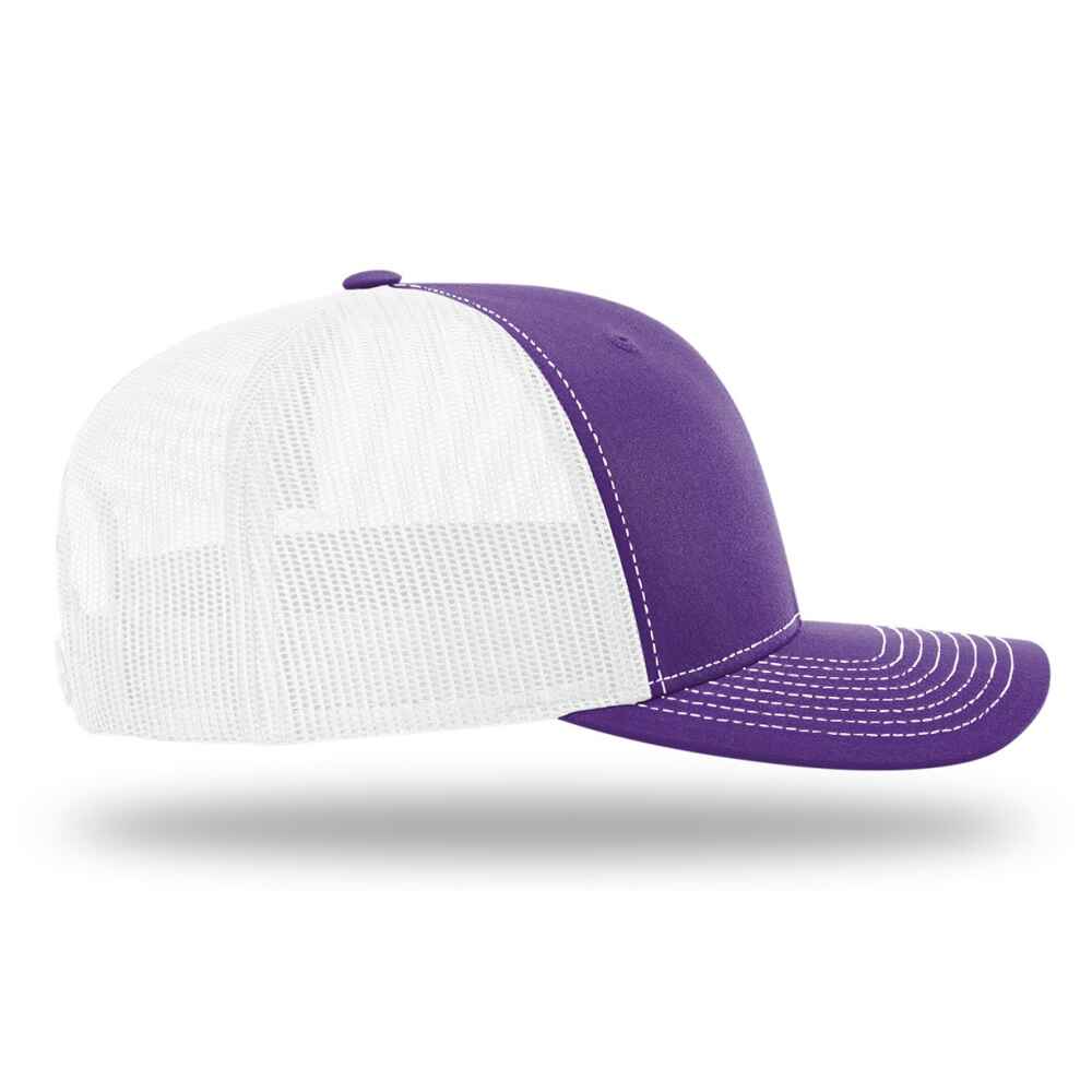 Custom-Purple-White-color-112-style-blank-trucker-hat-right-view