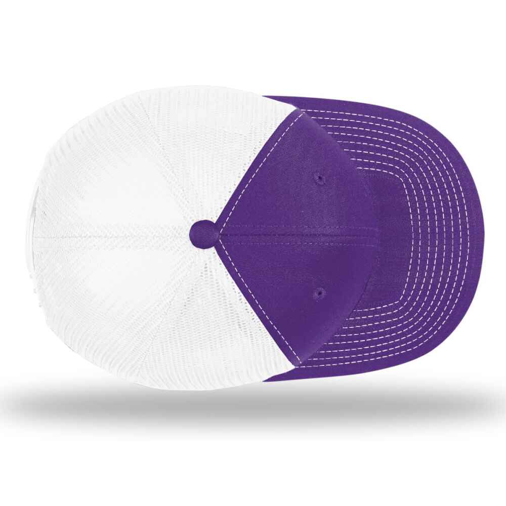 Custom-Purple-White-color-112-style-blank-trucker-hat-top-view