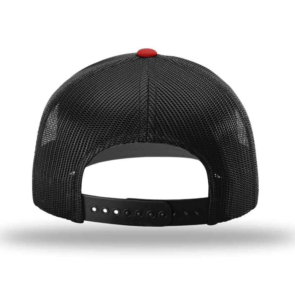 Custom-Red-Black-color-112-style-blank-trucker-hat-back-view