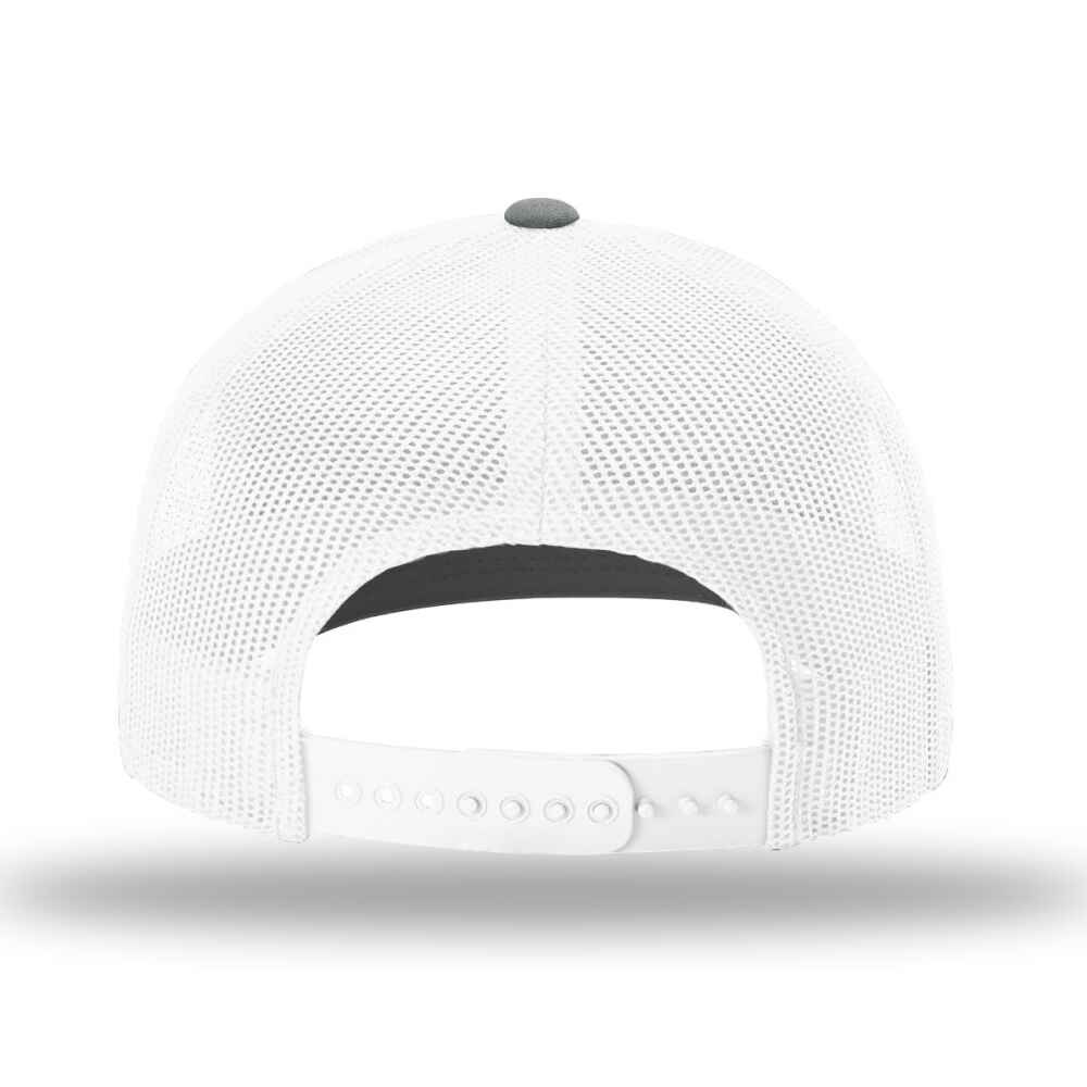 Custom-Red-White-Heather-Grey-color-112-style-blank-trucker-hat-Back-view