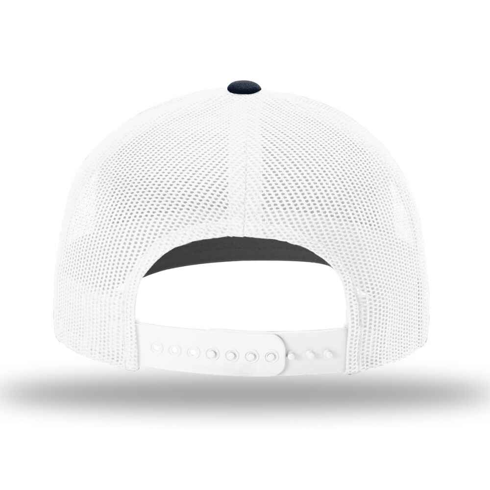 Custom-Red-White-Navy-color-112-style-blank-trucker-hat-back-view