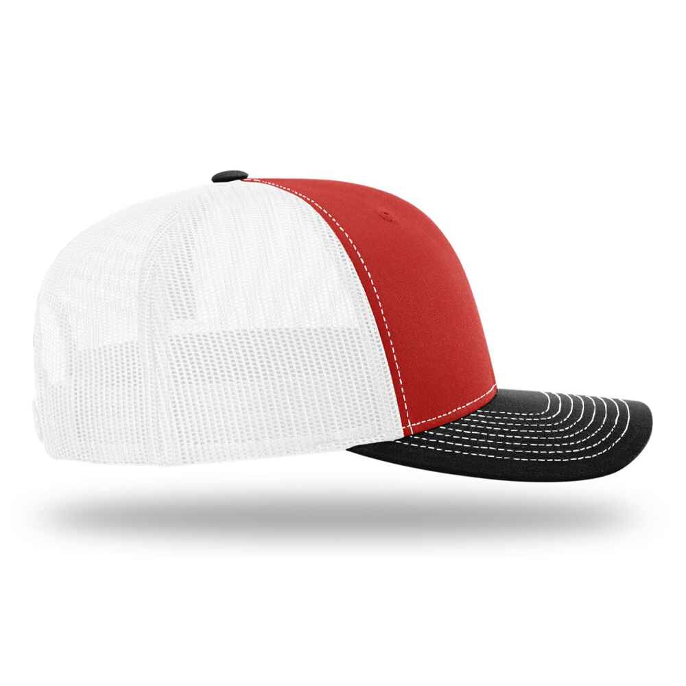 Custom-Red-White-black-color-112-style-blank-trucker-hat-right-view