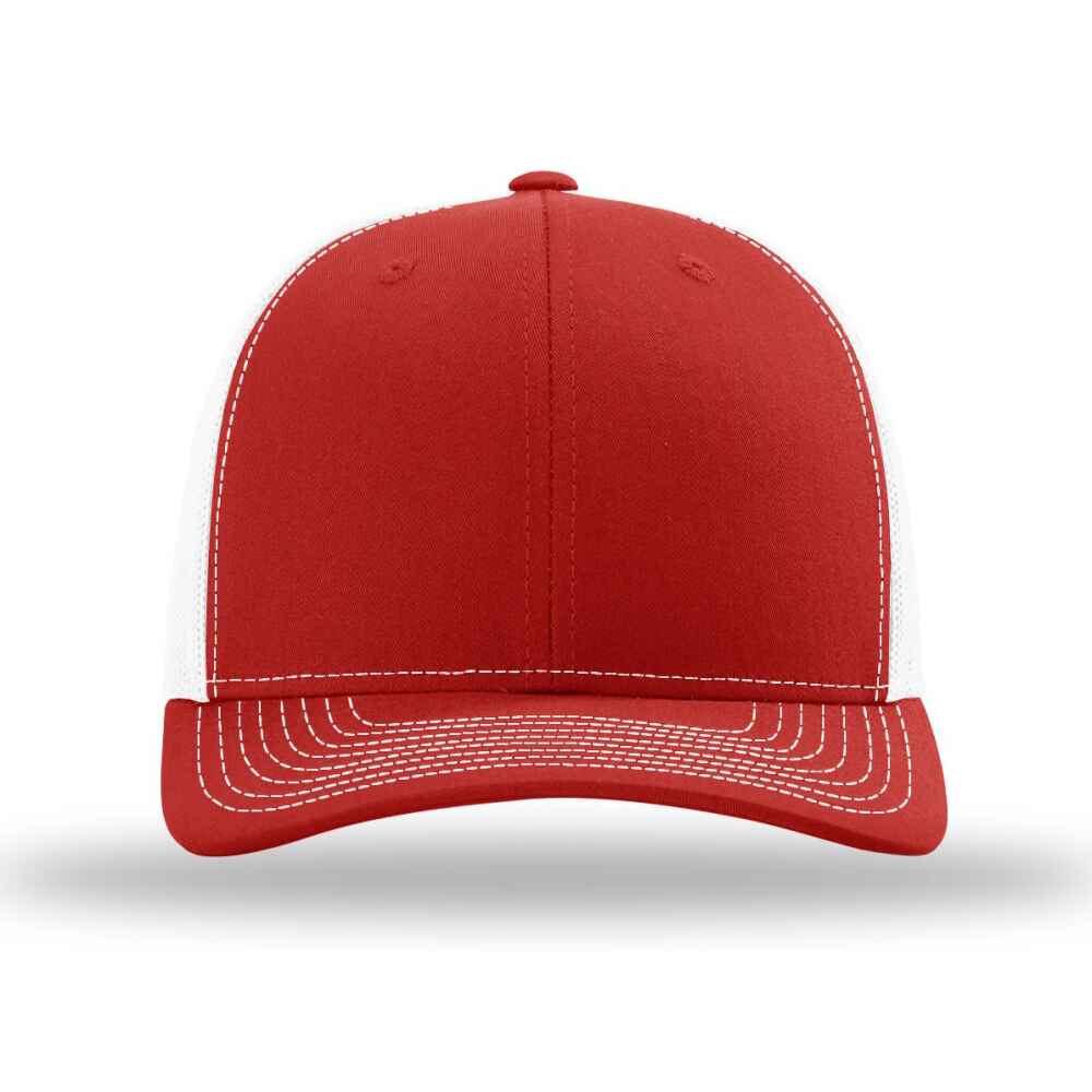 Custom-Red-White-color-112-style-blank-trucker-hat-front-view