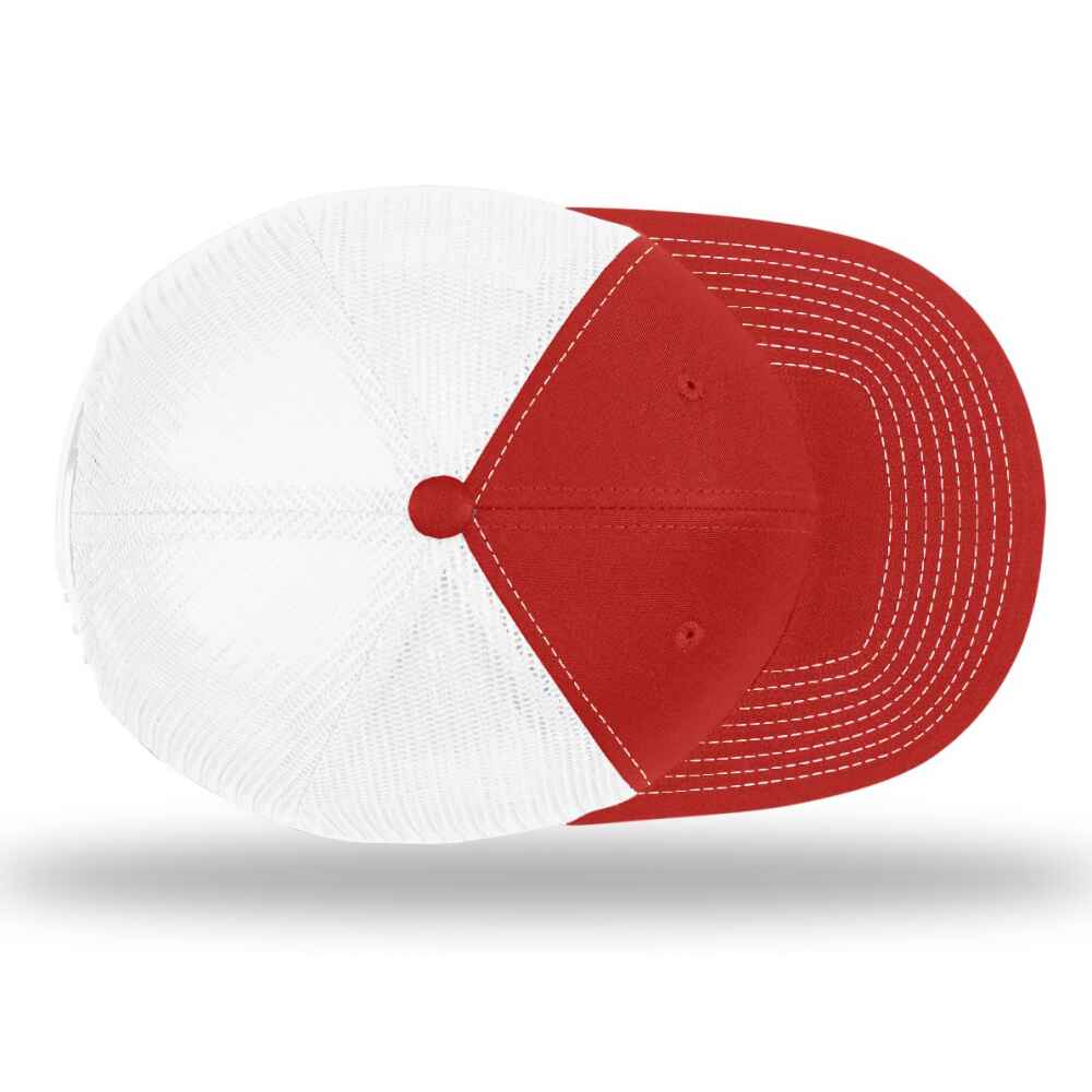 Custom-Red-White-color-112-style-blank-trucker-hat-top-view