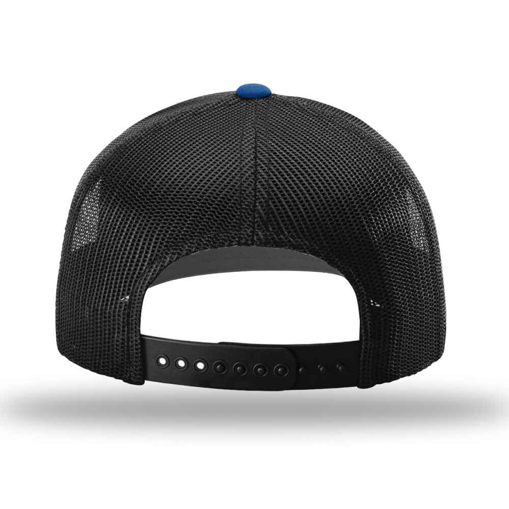 Custom-Roayl-Black-color-112-style-blank-trucker-hat-back-view