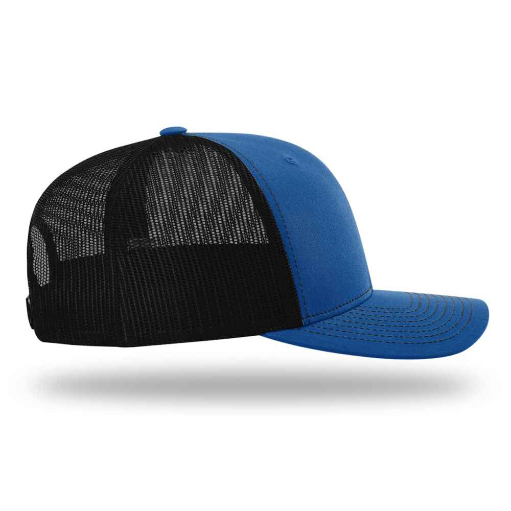 Custom-Royal-Black-color-112-style-blank-trucker-hat-right-view