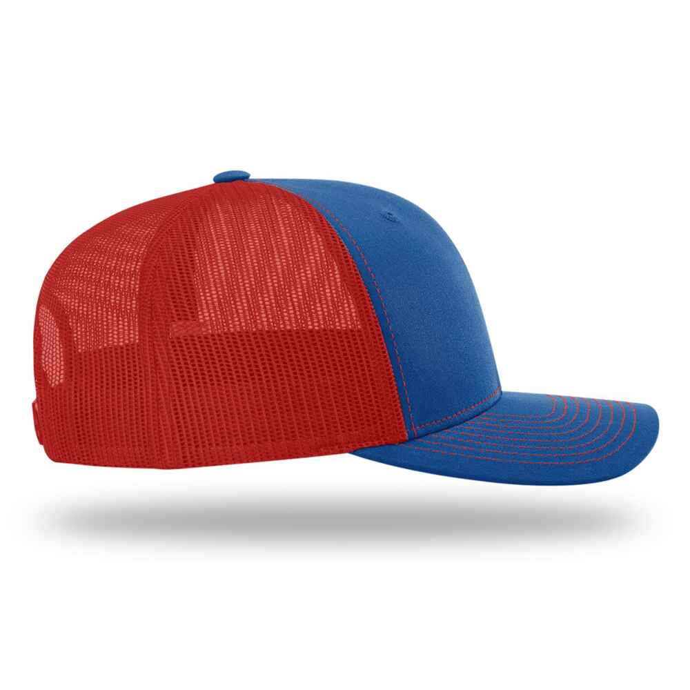 Custom-Royal-Red-color-112-style-blank-trucker-hat-right-view