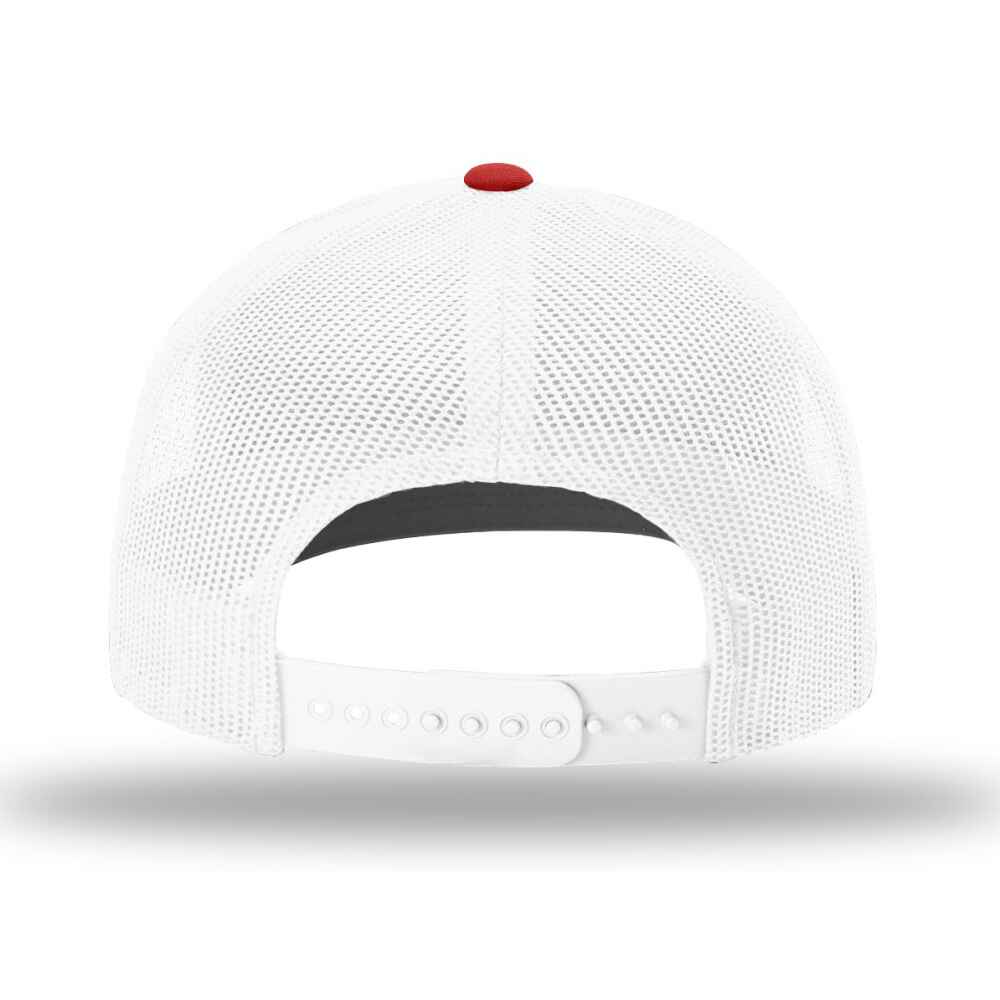 Custom-Royal-White-Red-color-112-style-blank-trucker-hat-back-view