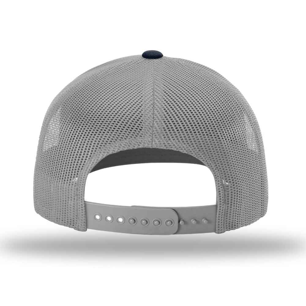 Custom-White-Aluminum-Navy-color-112-style-blank-trucker-hat-back-view