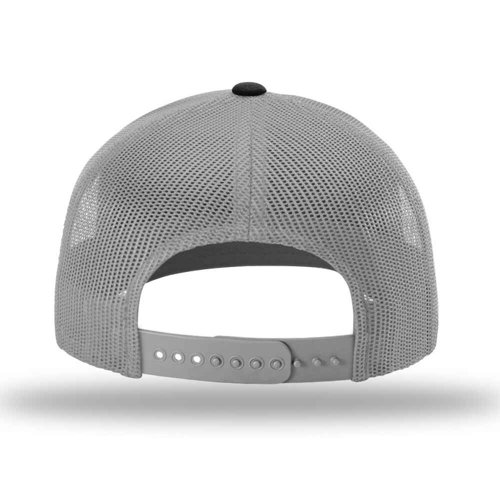 Custom-White-Aluminum-black-color-112-style-blank-trucker-hat-back-view