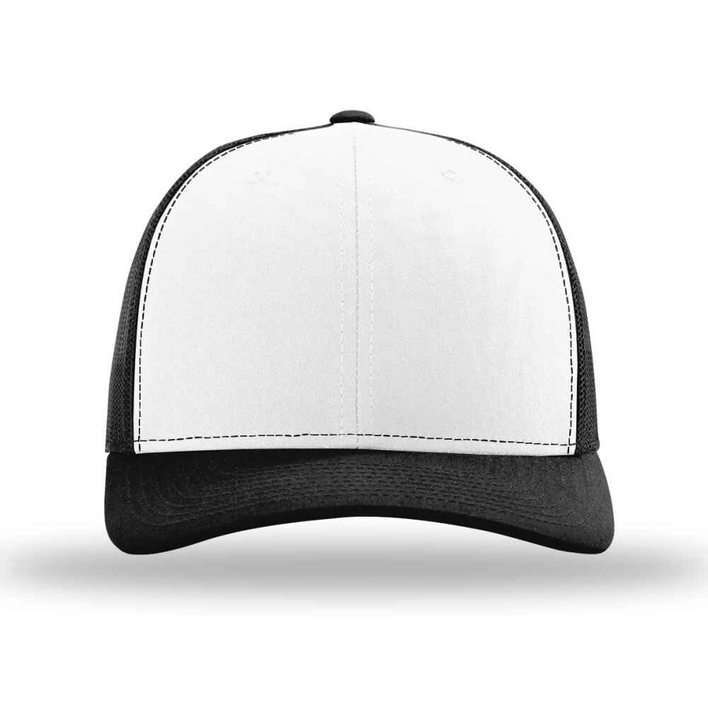 Custom-White-Black-color-112-style-blank-trucker-hat-front-view