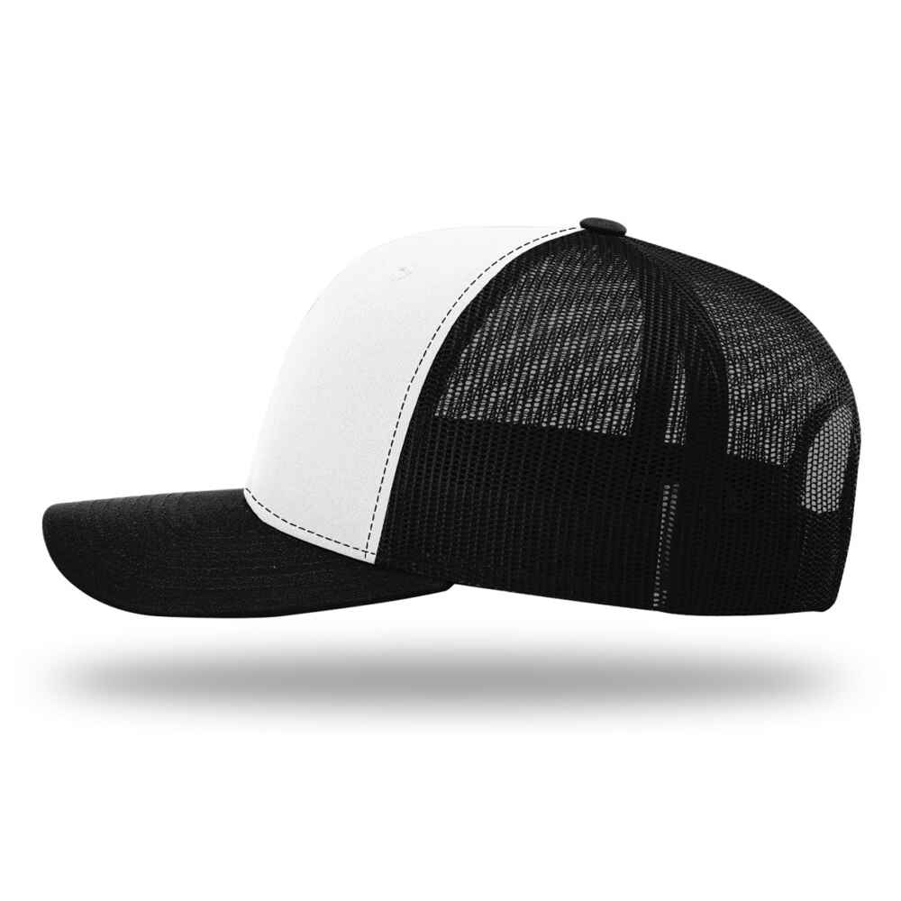 Custom-White-Black-color-112-style-blank-trucker-hat-left-view