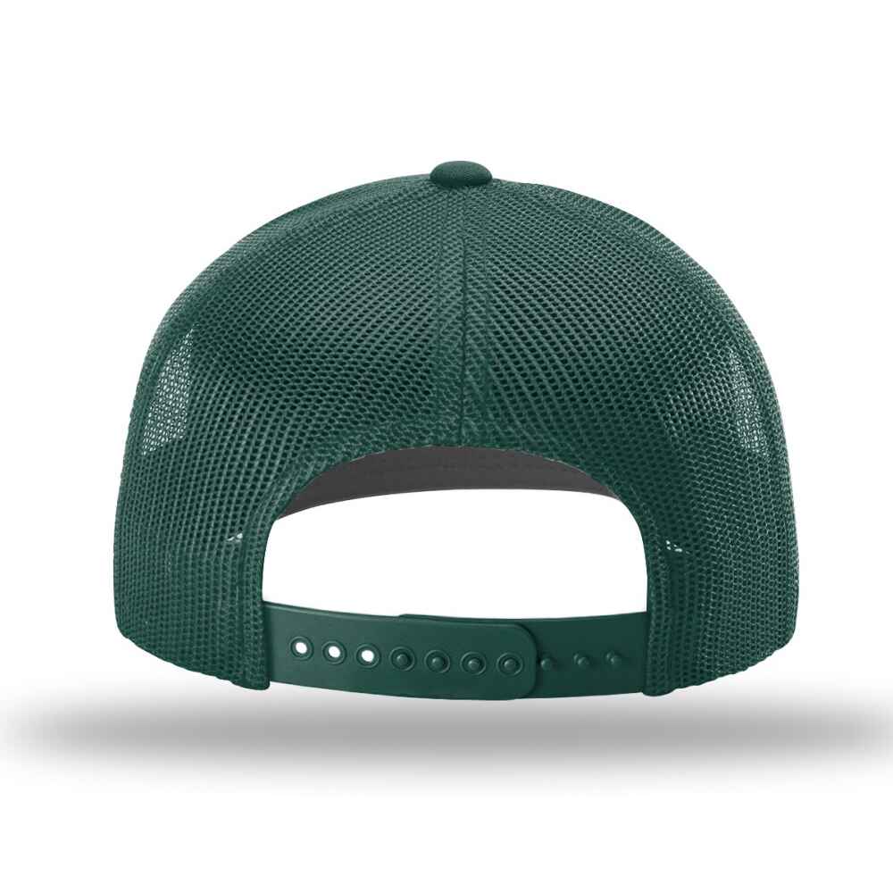 Custom-White-Dark-Green-color-112-style-blank-trucker-hat-back-view