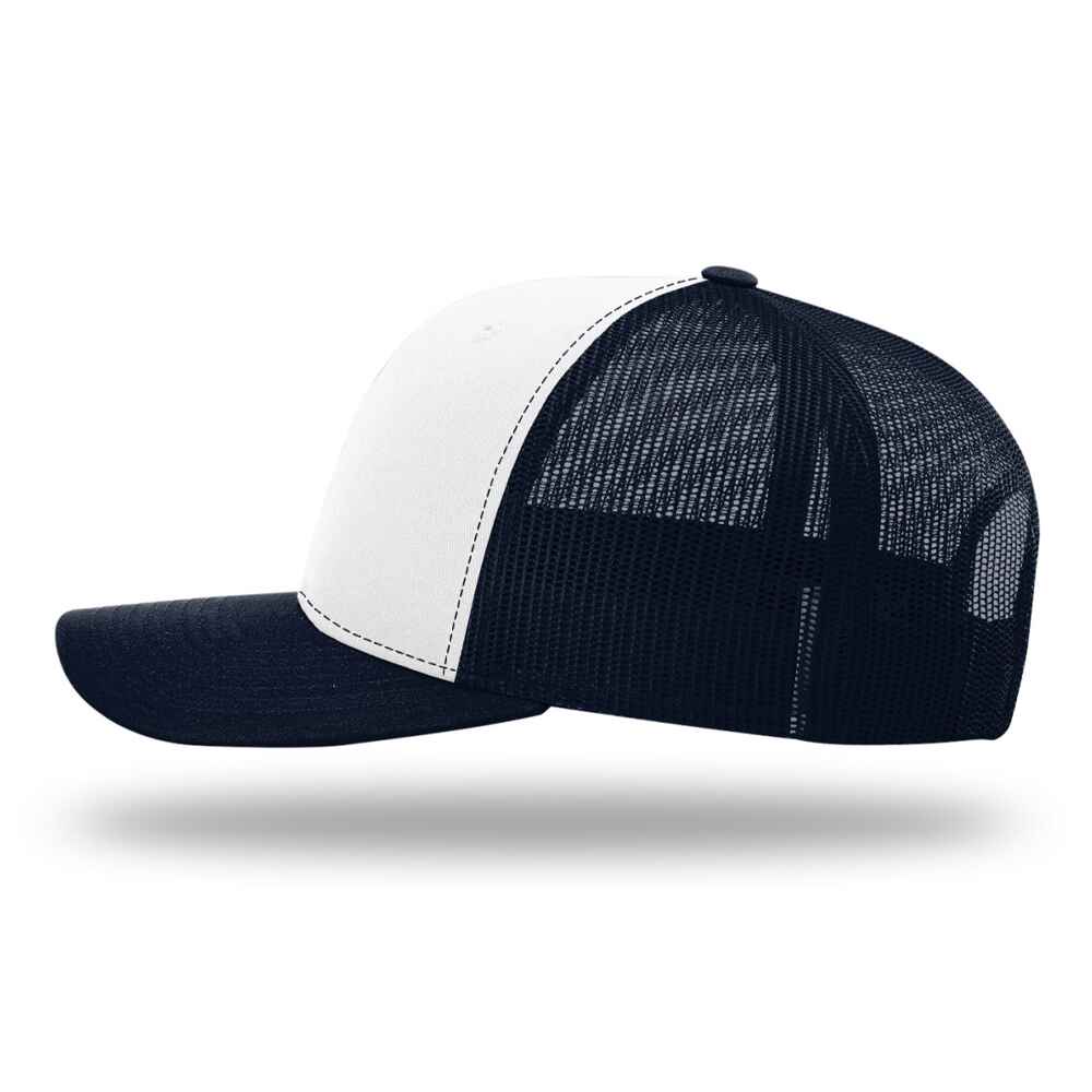 Custom-White-Navy-color-112-style-blank-trucker-hat-left-view