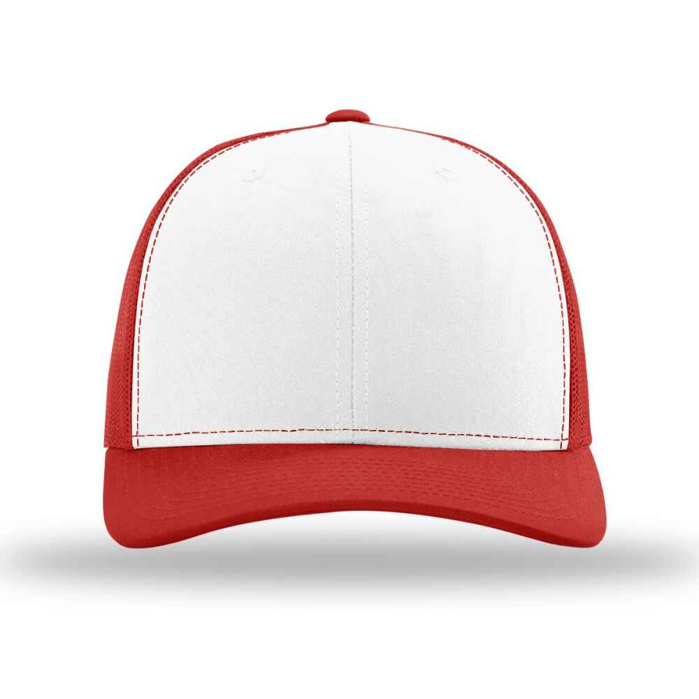 Custom-White-Red-color-112-style-blank-trucker-hat-front-view