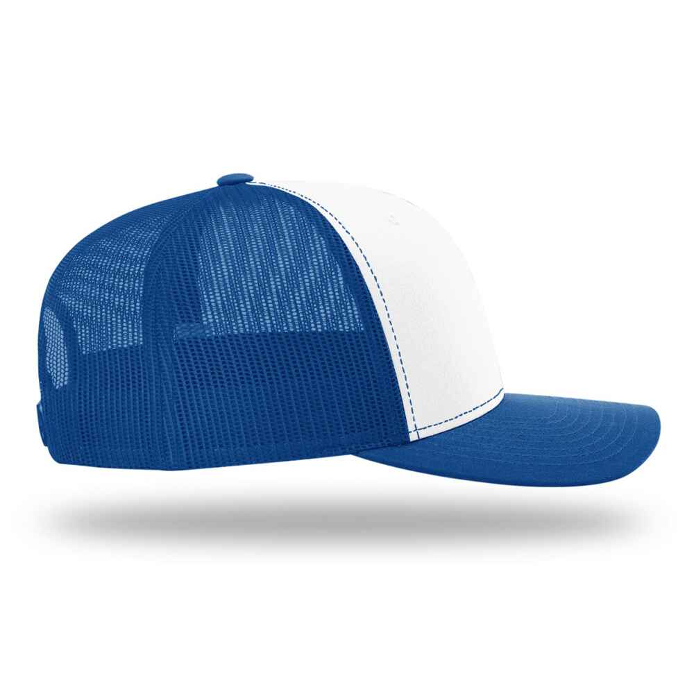 Custom-White-Royal-color-112-style-blank-trucker-hat-right-view