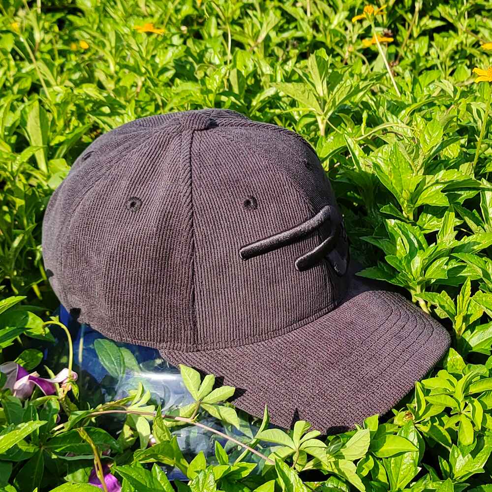 Topone Custom 3D/Puff Embroidered Corduroy Fabric Baseball Caps Black Color