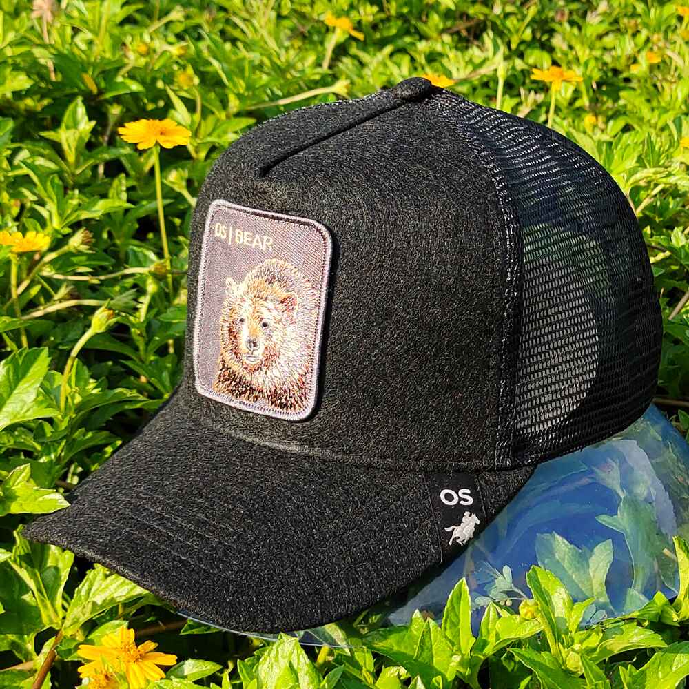 Topone Custom Embroidered Patch on Front Panel Felt Fabric Baseball Caps Black Color Left View